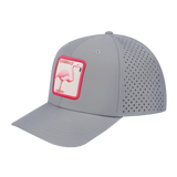 Flamingo 6-Panel Microfiber Laser Hole Trucker Hat with Light Grey front and Light Grey back