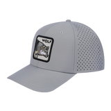 Wolf 6-Panel Microfiber Laser Hole Trucker Hat with Light Grey front and Light Grey back