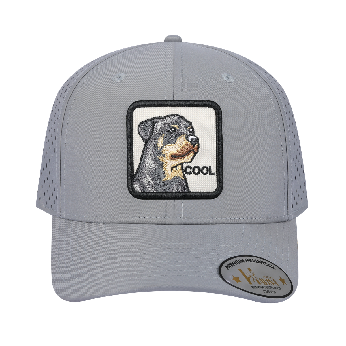 Cool 6-Panel Microfiber Laser Hole Trucker Hat with Light Grey front and Light Grey back