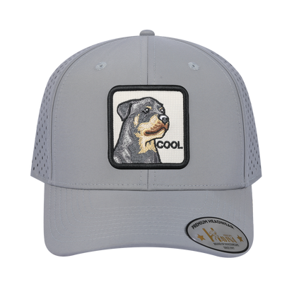 Cool 6-Panel Microfiber Laser Hole Trucker Hat with Light Grey front and Light Grey back