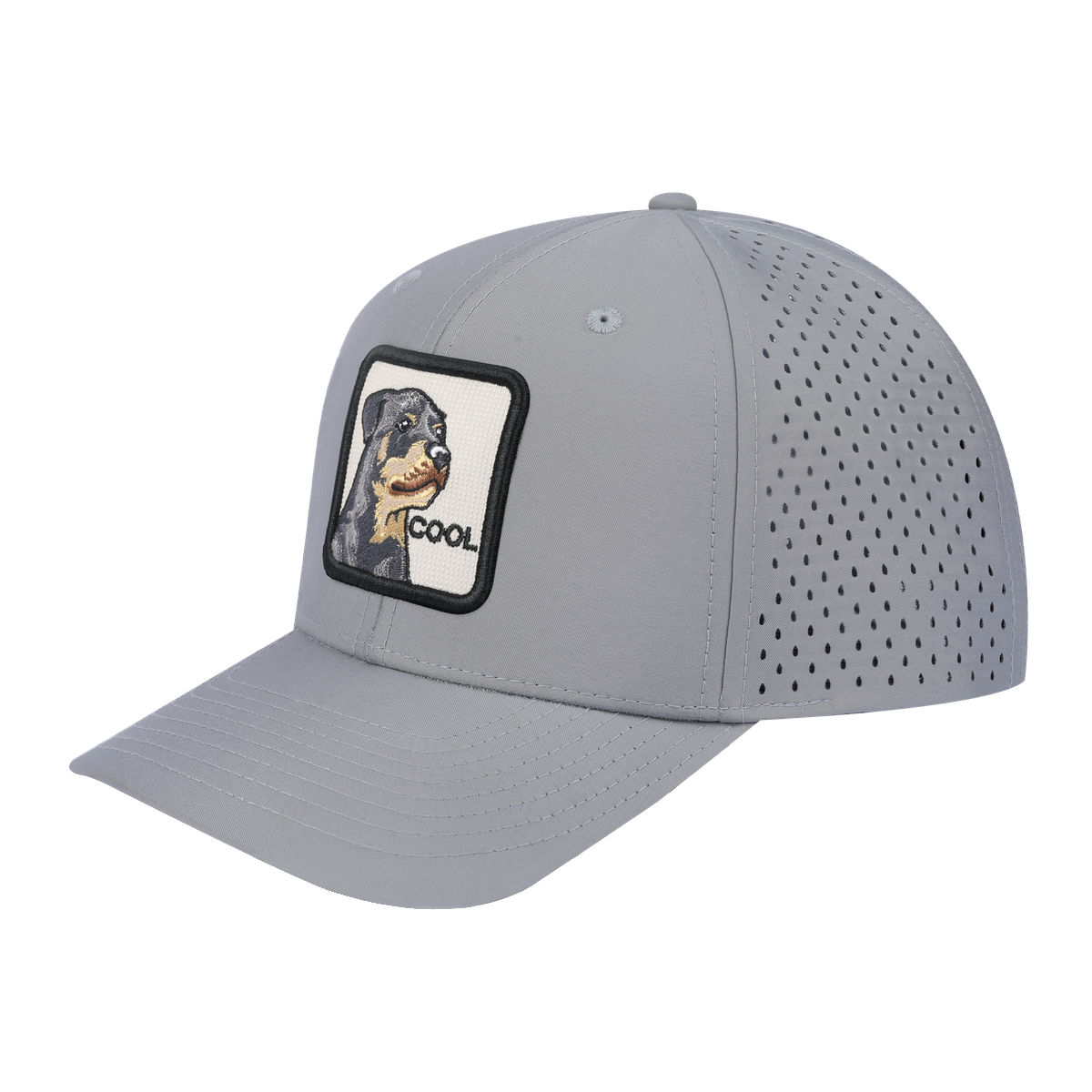 Cool 6-Panel Microfiber Laser Hole Trucker Hat with Light Grey front and Light Grey back