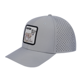 Hunter 6-Panel Microfiber Laser Hole Trucker Hat with Light Grey front and Light Grey back