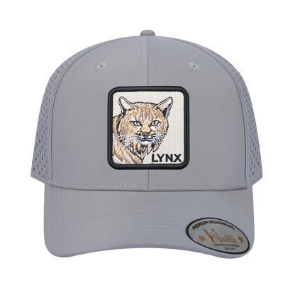 Lynx 6-Panel Microfiber Laser Hole Trucker Hat with Light Grey front and Light Grey back