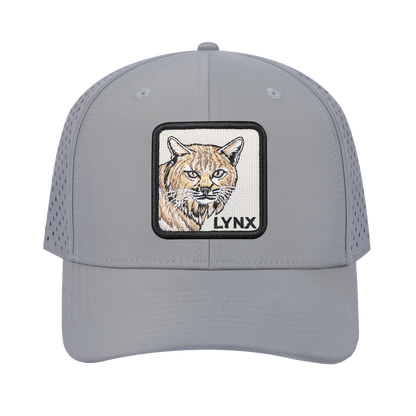 Lynx 6-Panel Microfiber Laser Hole Trucker Hat with Light Grey front and Light Grey back