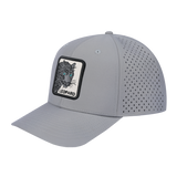 Leopard V2 6-Panel Microfiber Laser Hole Trucker Hat with Light Grey front and Light Grey back