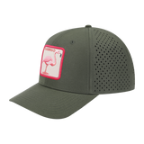Flamingo 6-Panel Microfiber Laser Hole Trucker Hat with Olive front and Olive back