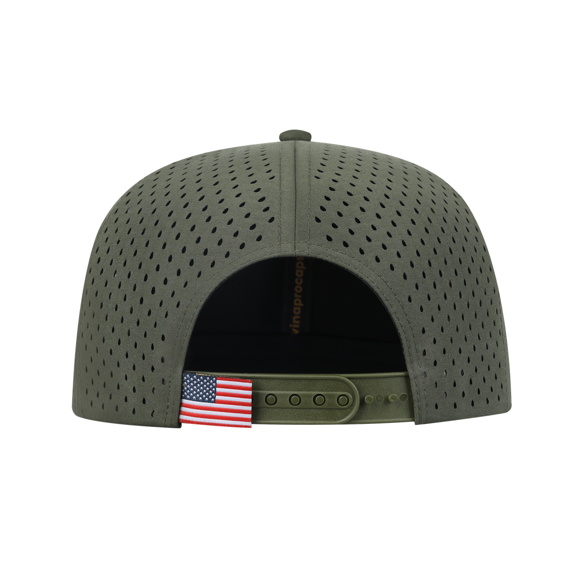 Cow 6-Panel Microfiber Laser Hole Trucker Hat with Olive front and Olive back
