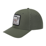 Hunter 6-Panel Microfiber Laser Hole Trucker Hat with Olive front and Olive back