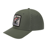 My Fish 6-Panel Microfiber Laser Hole Trucker Hat with Olive front and Olive back