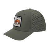 Red Fox 6-Panel Microfiber Laser Hole Trucker Hat with Olive front and Olive back