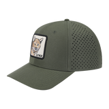 Lynx 6-Panel Microfiber Laser Hole Trucker Hat with Olive front and Olive back