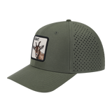 Goat 6-Panel Microfiber Laser Hole Trucker Hat with Olive front and Olive back