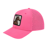 Horse 6-Panel Microfiber Laser Hole Trucker Hat with Pink front and Pink back