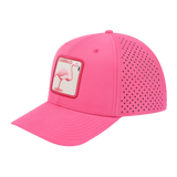 Flamingo 6-Panel Microfiber Laser Hole Trucker Hat with Pink front and Pink back