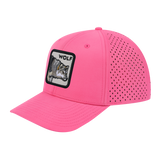 Wolf 6-Panel Microfiber Laser Hole Trucker Hat with Pink front and Pink back