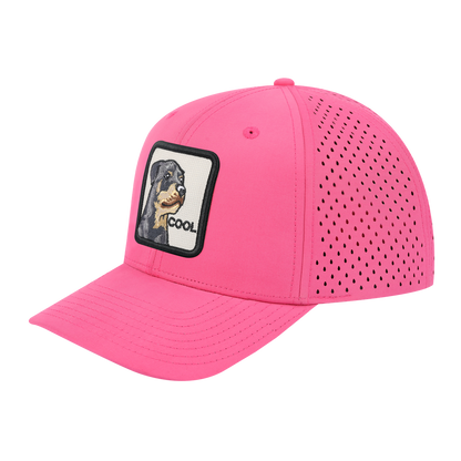 Cool 6-Panel Microfiber Laser Hole Trucker Hat with Pink front and Pink back