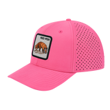 Red Fox 6-Panel Microfiber Laser Hole Trucker Hat with Pink front and Pink back