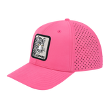 Leopard 6-Panel Microfiber Laser Hole Trucker Hat with Pink front and Pink back