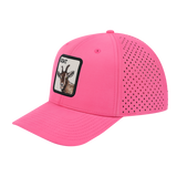 Goat 6-Panel Microfiber Laser Hole Trucker Hat with Pink front and Pink back