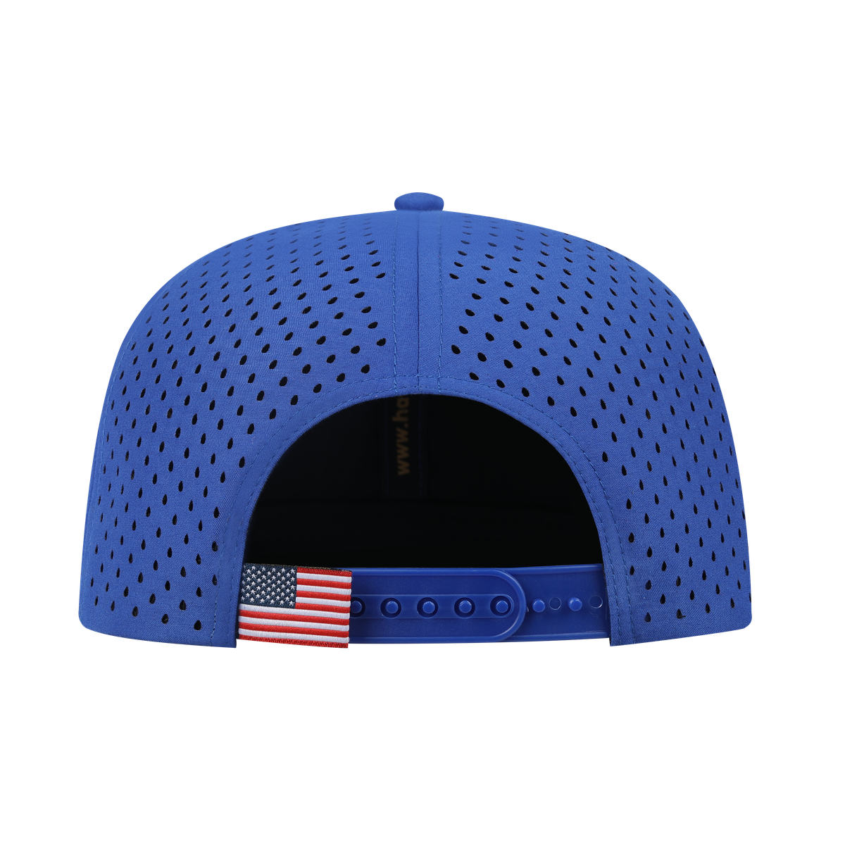 Cool 6-Panel Microfiber Laser Hole Trucker Hat with Royal Blue front and Royal Blue back