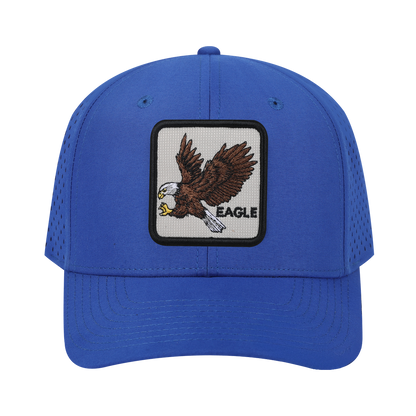 Eagle 6-Panel Microfiber Laser Hole Trucker Hat with Royal Blue front and Royal Blue back