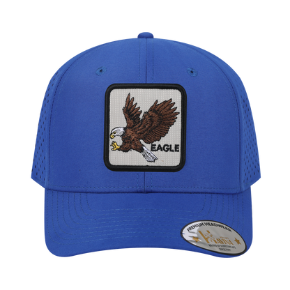Eagle 6-Panel Microfiber Laser Hole Trucker Hat with Royal Blue front and Royal Blue back