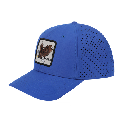 Eagle 6-Panel Microfiber Laser Hole Trucker Hat with Royal Blue front and Royal Blue back