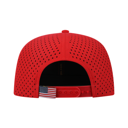 Lynx 6-Panel Microfiber Laser Hole Trucker Hat with Red front and Red back
