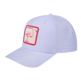 Flamingo 6-Panel Microfiber Laser Hole Trucker Hat with White front and White back