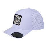 Wolf 6-Panel Microfiber Laser Hole Trucker Hat with White front and White back