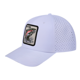My Fish 6-Panel Microfiber Laser Hole Trucker Hat with White front and White back