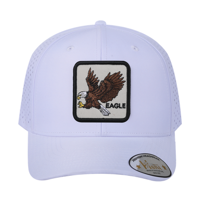 Eagle 6-Panel Microfiber Laser Hole Trucker Hat with White front and White back