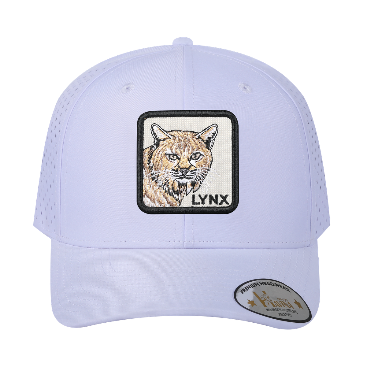 Lynx 6-Panel Microfiber Laser Hole Trucker Hat with White front and White back