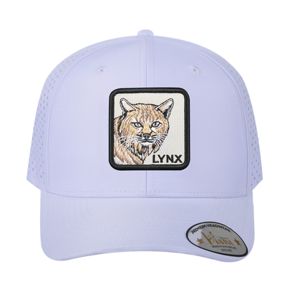 Lynx 6-Panel Microfiber Laser Hole Trucker Hat with White front and White back