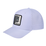 Leopard V2 6-Panel Microfiber Laser Hole Trucker Hat with White front and White back