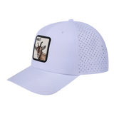 Goat 6-Panel Microfiber Laser Hole Trucker Hat with White front and White back
