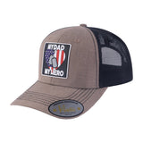 My Dad My Hero 6-Panel Trucker Hat with Light Brown front and Black back
