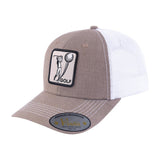 Golf 6-Panel Trucker Hat with Light Brown front and White back