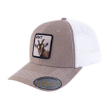 Goat 6-Panel Trucker Hat with Light Brown front and White back