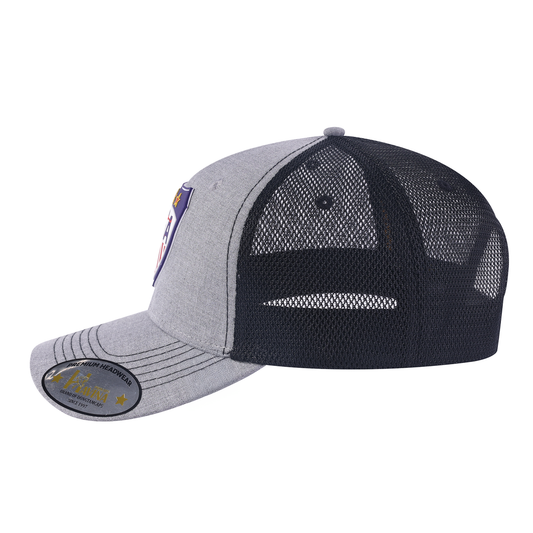 Embroidered Usa Hockey - 6 Panel Trucker Hat - Light Grey