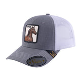 Horse 6-Panel Trucker Hat with Light Grey front and White back