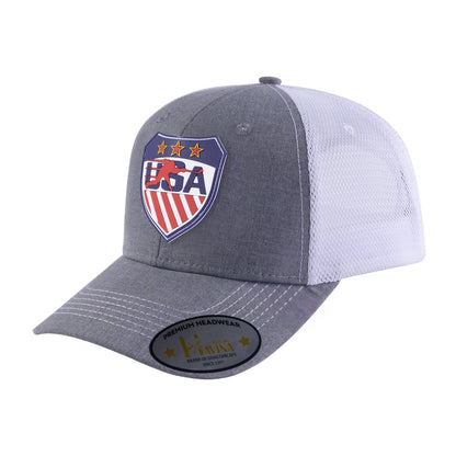 Loving Hockey 6-Panel Trucker Hat with Light Grey front and White back