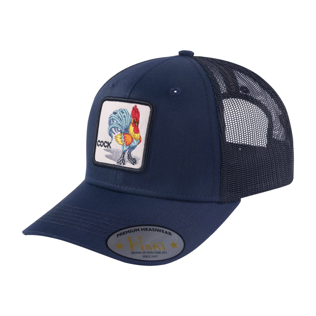 Chicken 6-Panel Trucker Hat with Navy front and Black back