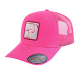 Flamingo 6-Panel Trucker Hat with Pink front and Pink back
