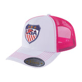 Loving Hockey 6-Panel Trucker Hat with White front and Pink back
