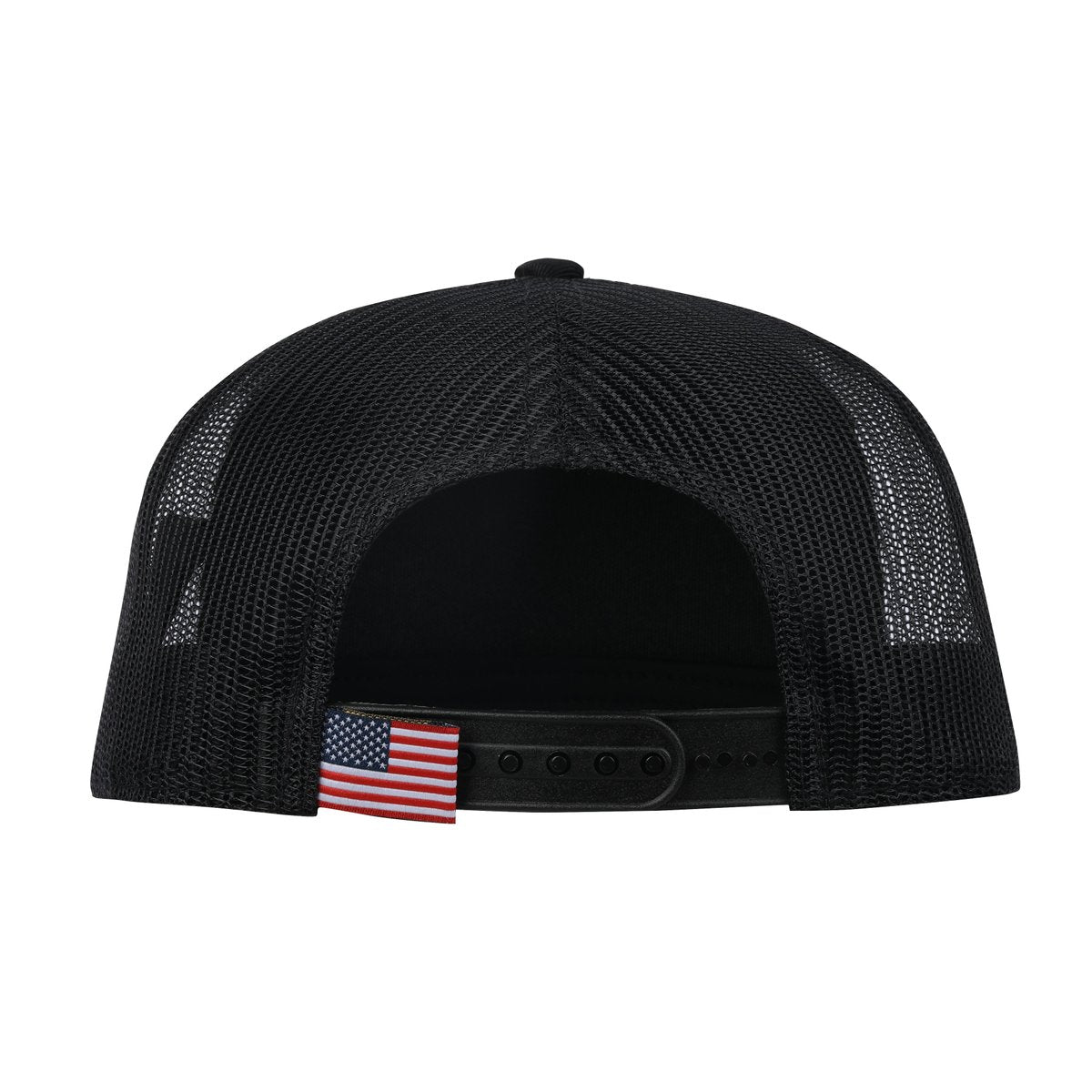 Embroidered Classic US American Flag - 5 Panel Snap Trucker Hat - Black