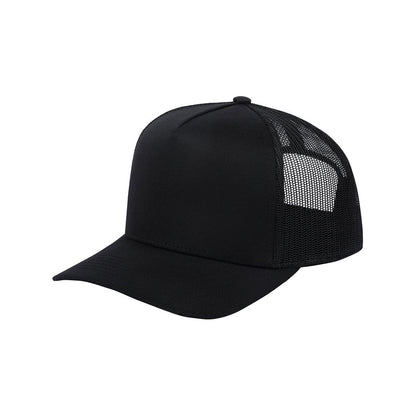 Blank 5-Panel Trucker Hat with Black front and Black back