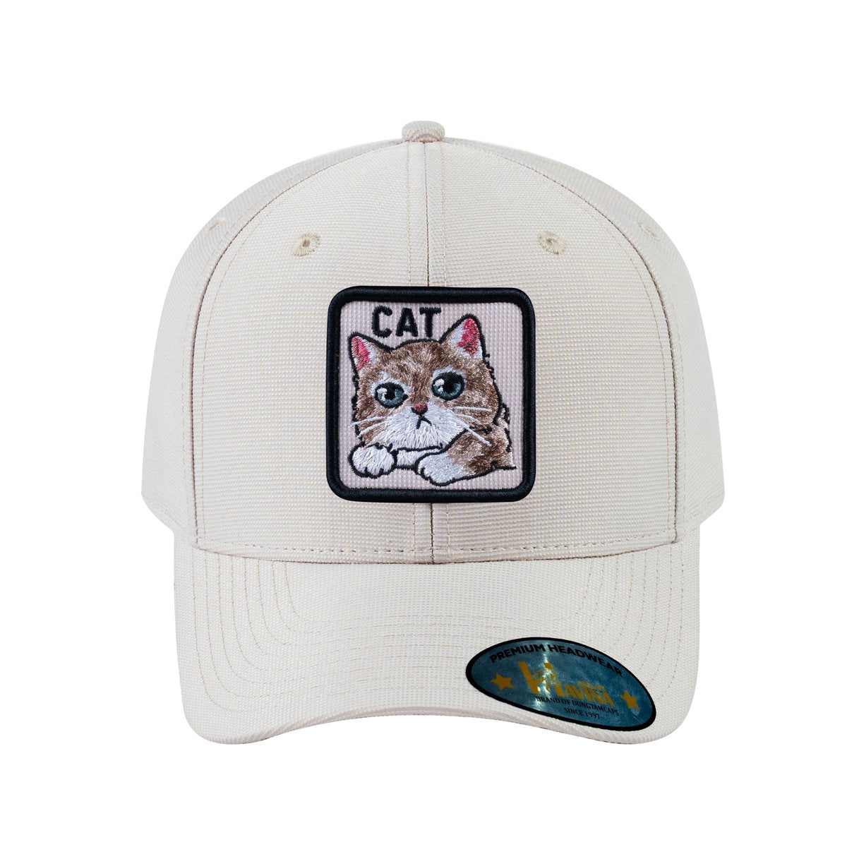 Cat V2 6-Panel Baseball Cap with Beige front and Beige back