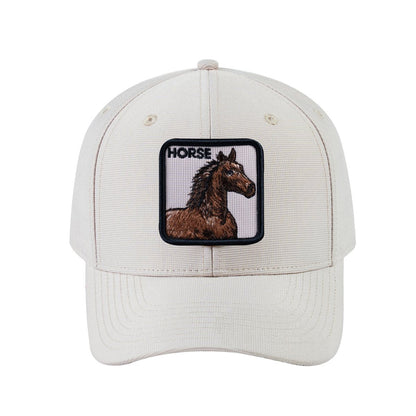 Horse V2 6-Panel Baseball Cap with Beige front and Beige back