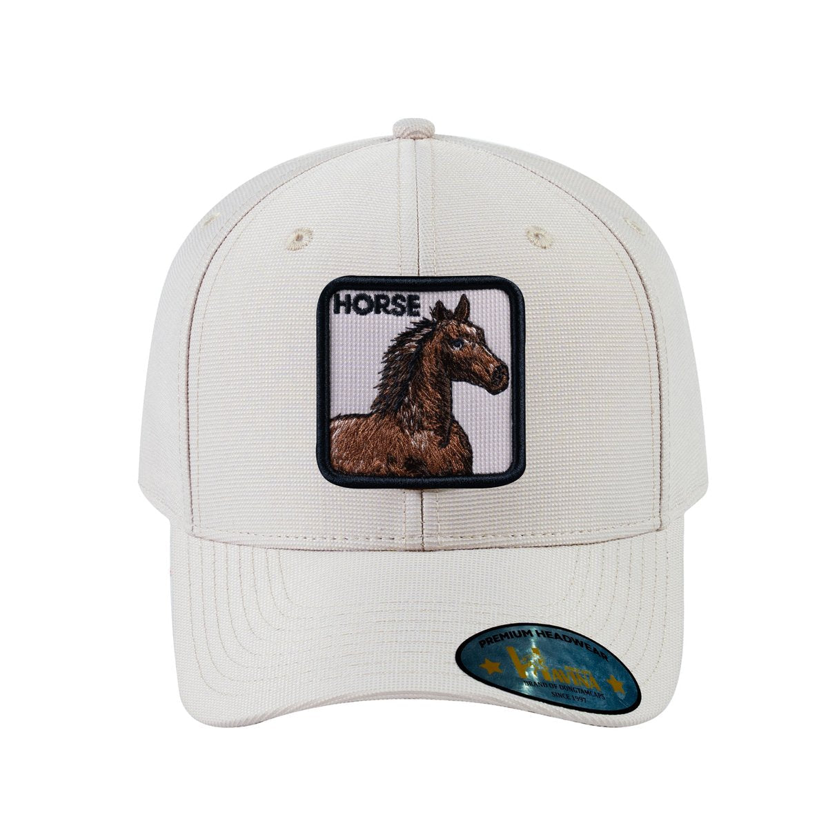 Horse V2 6-Panel Baseball Cap with Beige front and Beige back
